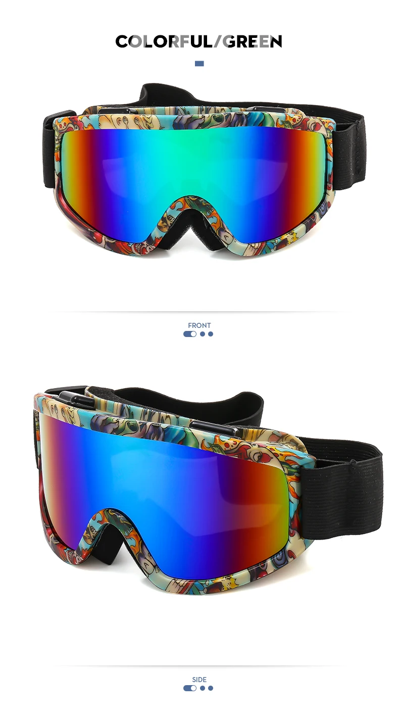 Große Skibrille mit farbigen Gläsern und stoßfesten, blendfreien Gläsern aus Schaumstoff für Outdoor-Sportarten, Snowboarden und Skifahren. – Detail 22