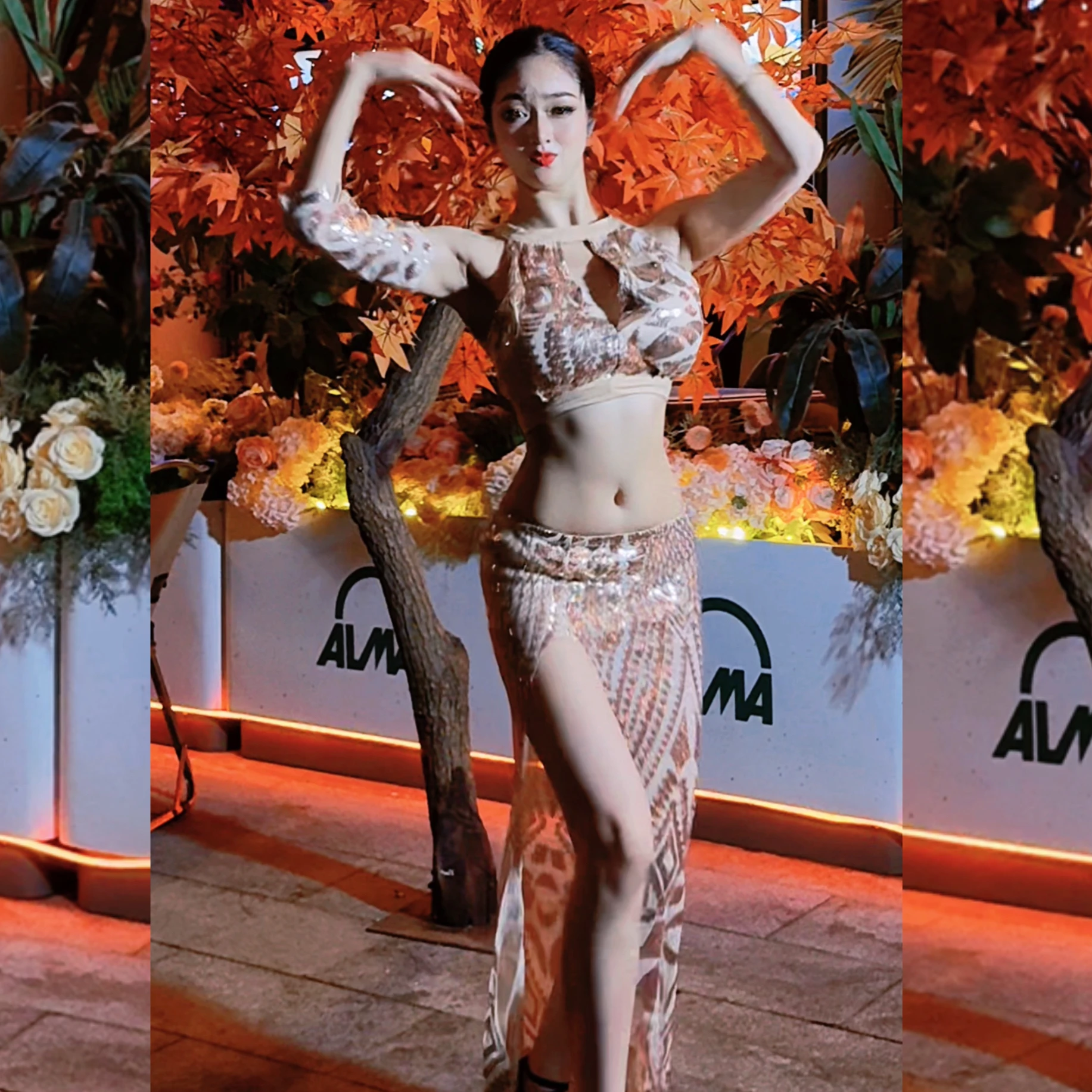 Costume da competizione di danza del ventre per donna Top senza schienale con paillettes di fascia alta + gonna lunga divisa 2 pezzi Set di performance di danza del ventre per adulti