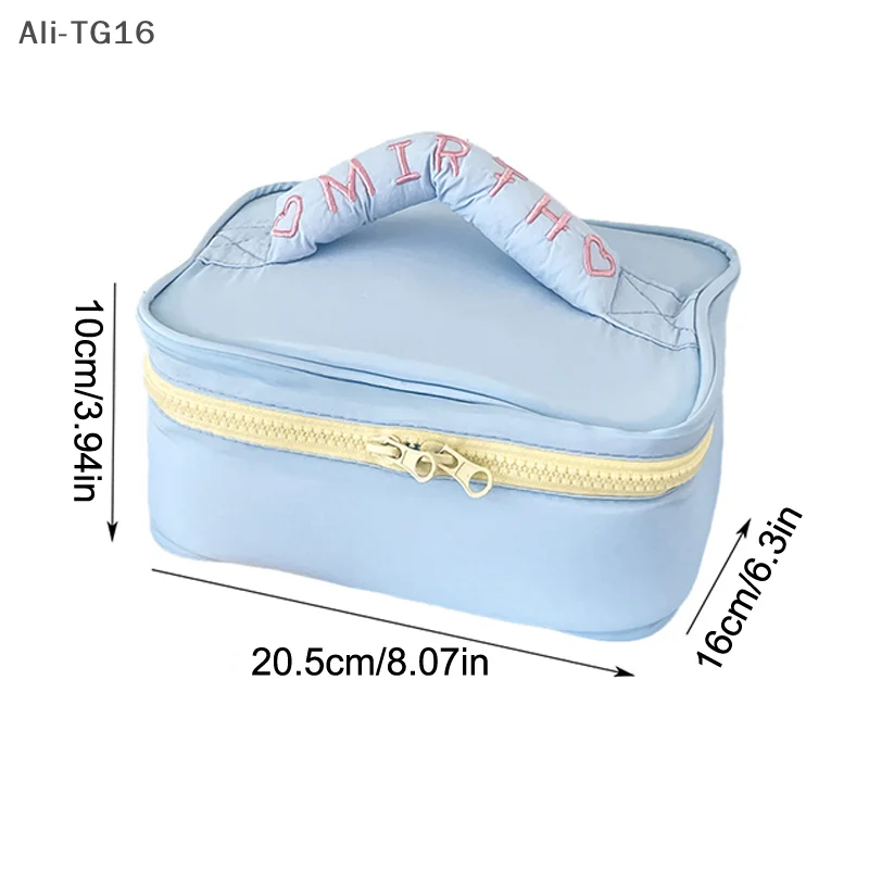 Ins Style بسيط لون الحلوى حقيبة مستحضرات التجميل سعة كبيرة حقيبة يد المحمولة السفر حقيبة أدوات الزينة تخزين أكياس أكياس ماكياج لطيف