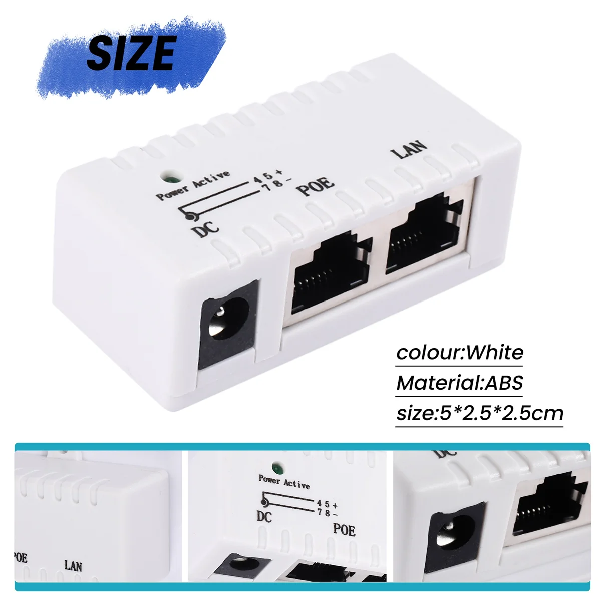 Poe Splitter Poe Injector Rj45 Dc 5.5Mm x 2.1Mm Input Passive Poe Injector Splitter Adapter Connector For Ip Network