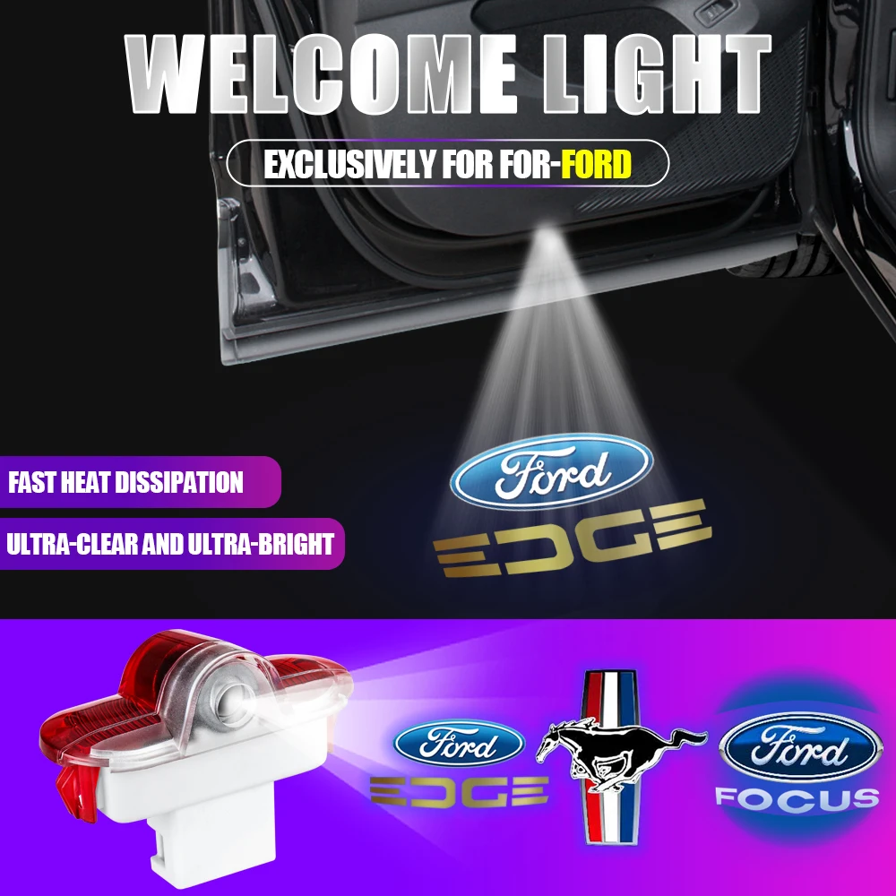 2pcs HD Led Welcome Light Car Door Projector Lamps For Ford ST Line Focus Mondeo Fiesta Kuga luces led para carro Accessories