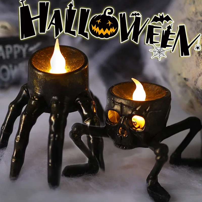 1/5PCS Halloween Skull Nightlight LED Skull Hand Electonic Candle Lights Halloween Party Haunted House Atmosphere Decor Supplies