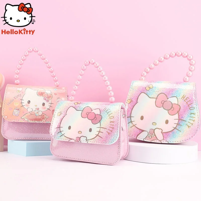 New Sanrio Kawaii Hello Kitty Mini Cartoon Messenger Plush Backpack Earphone Storage Bag For Girl Kid Cute Rucksack Shoulder Bag