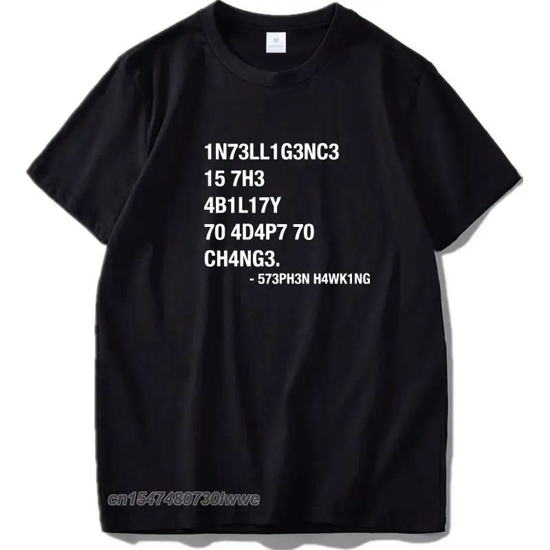 Hacker T Shirt Leet Language Stephen Hawking Design T-Shirt Cotton Unisex Cloth High Quality Tshirt Eu Size