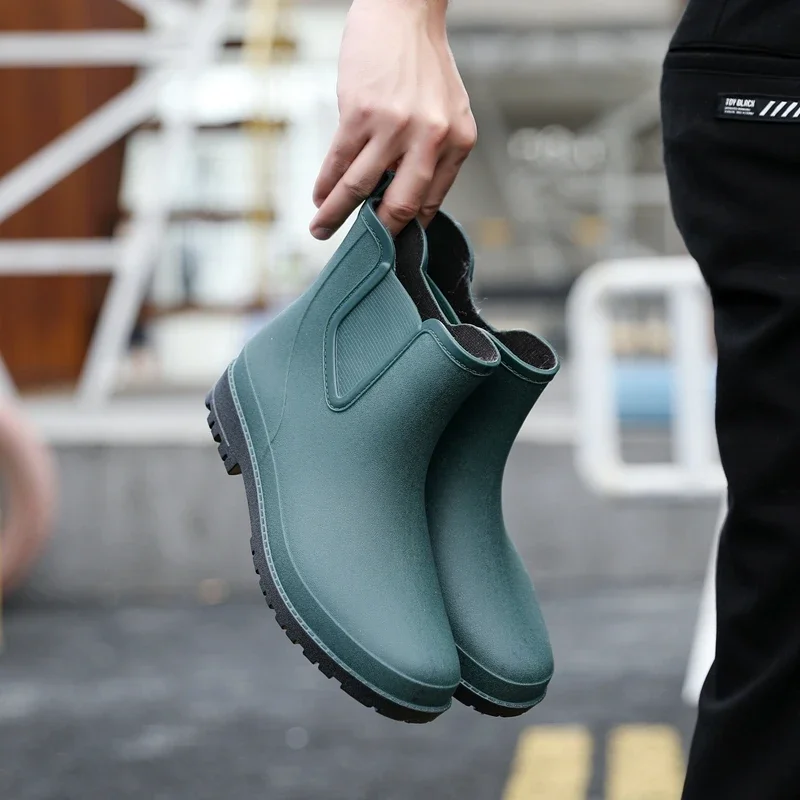 

Fashion rain shoes 2025 men's non-slip short rain boots new waterproof shoes winter kitchen wear-resistant work rubber shoes