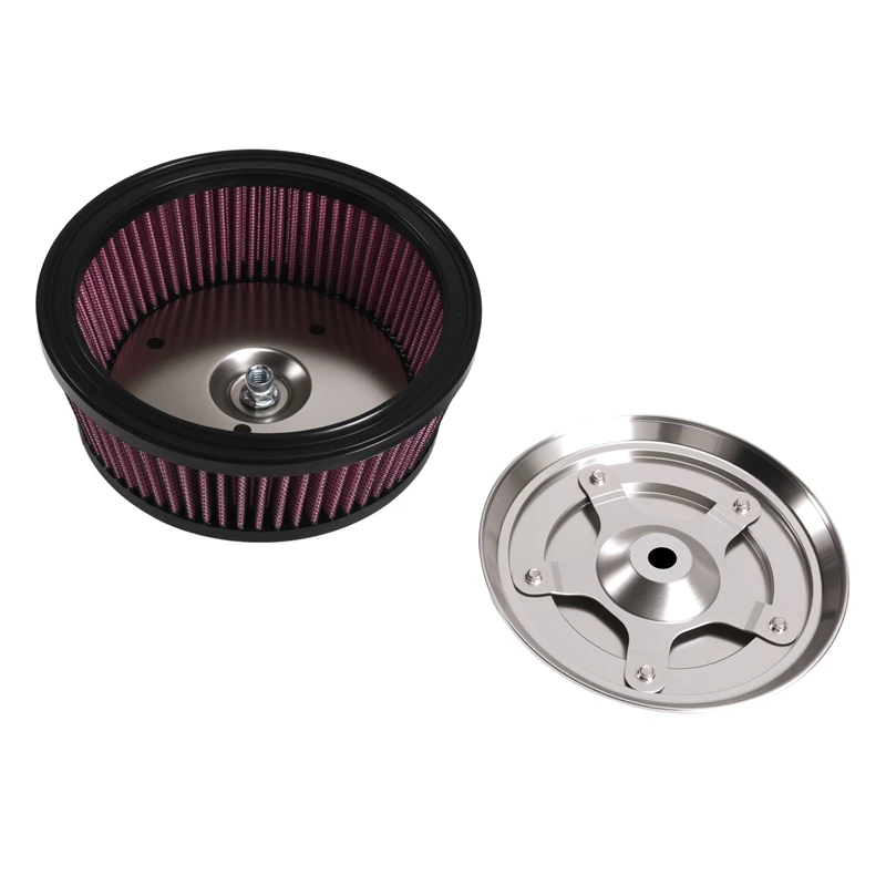 Super Sale Air Cleaner Cover & 3-Hole Red Filter Element for Harley Dyna Softail Touring