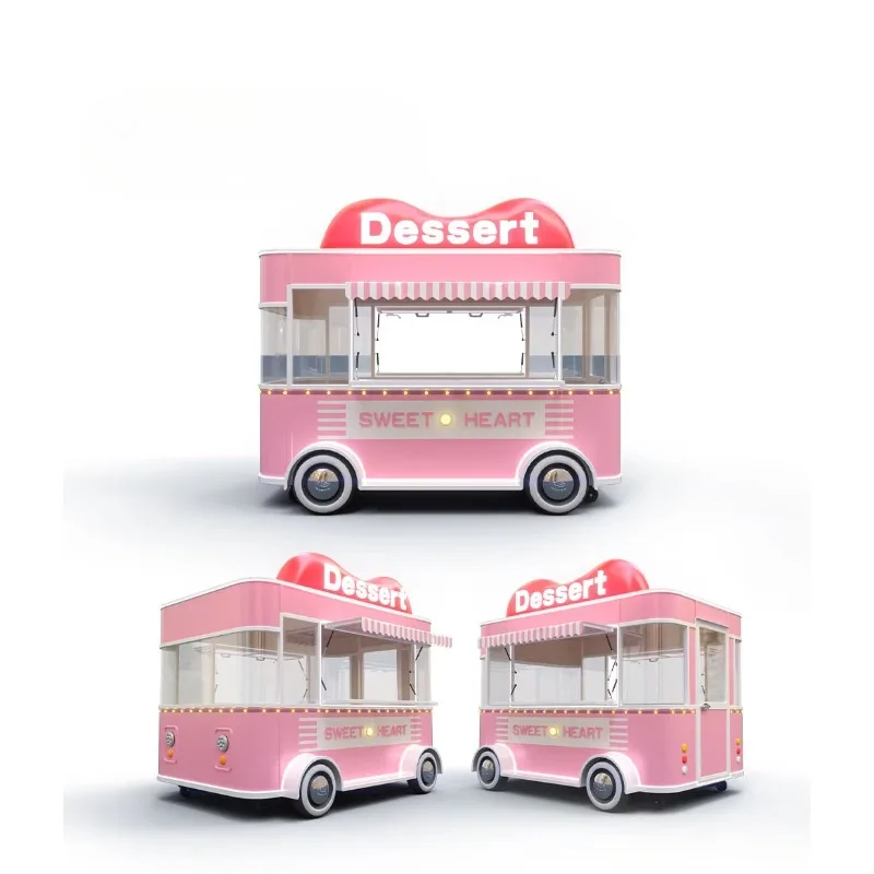 Pink Sweet and Cute Mobile Electric Trailer Water Bar Ice Cream Bus Snack Food Truck Truck