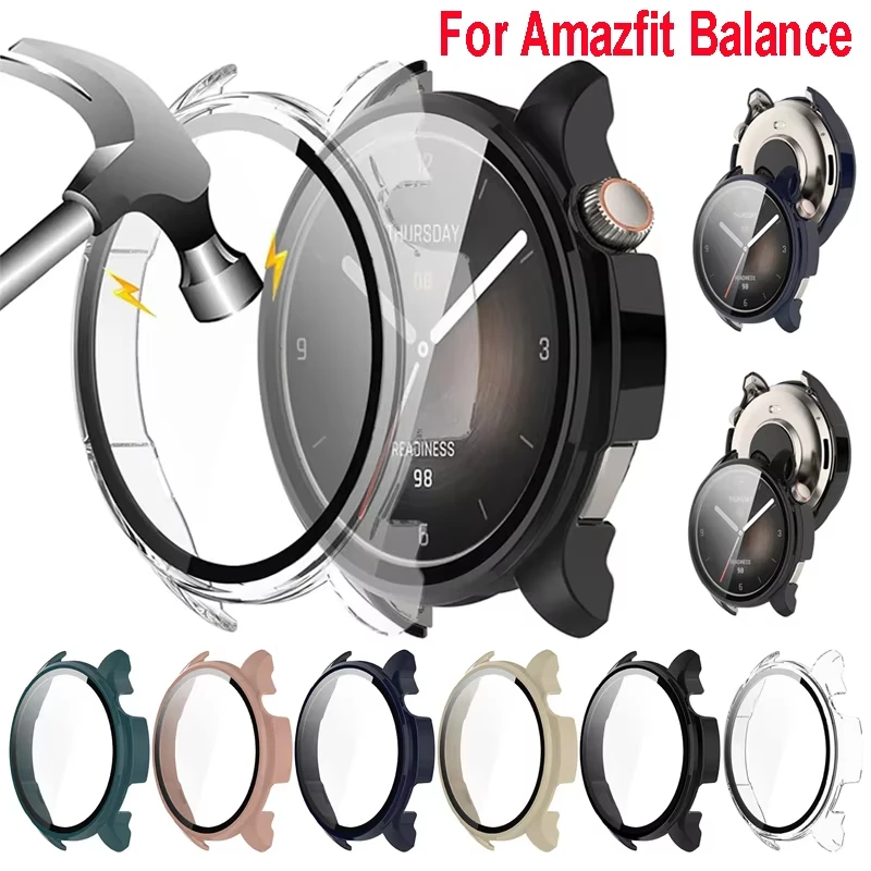 Tempered Glass Case For Amazfit Balance A2286 Smart Watch Strap Protective Bumper Cover Screen Protector Shell Accessories Huami