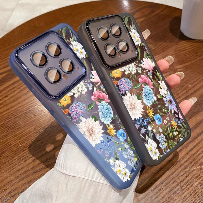 Hydrangea Print Clear Silicone Case For Xiaomi 13T Poco X6 Pro Redmi Note 12 Pro 5G Shockproof Transparent Floral Phone Cover