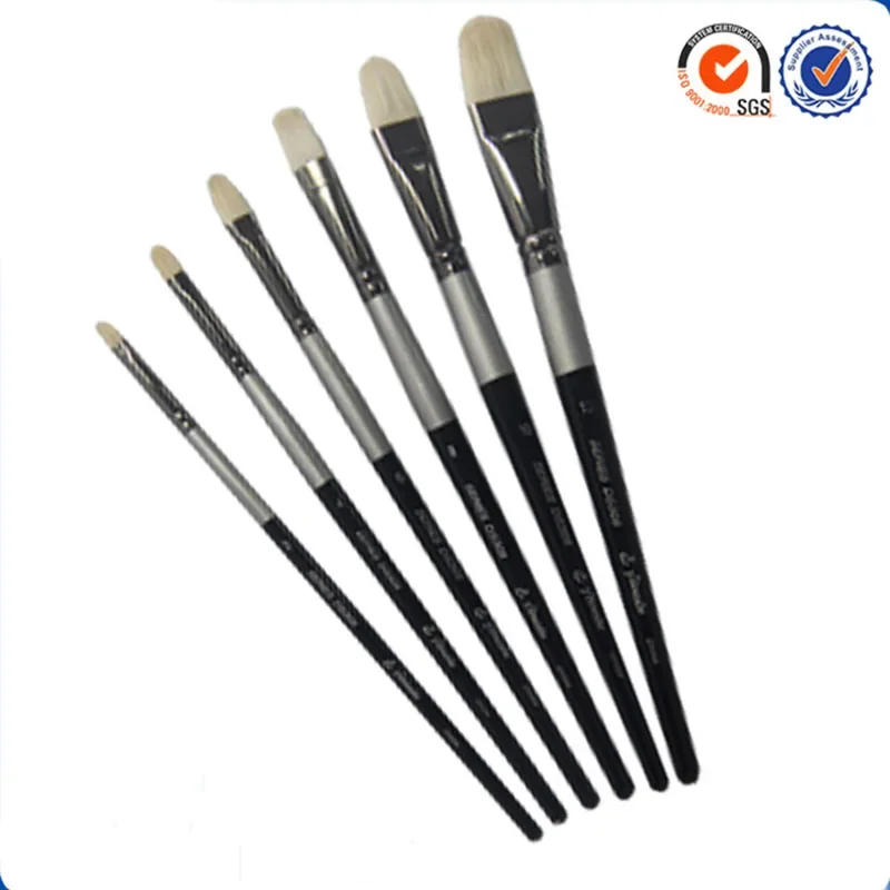 6pcs/Set High-grade sheep hair Hazel shape Gouache Paintbursh Birch rod oil paint brush artists Set Drawing Art Supplies