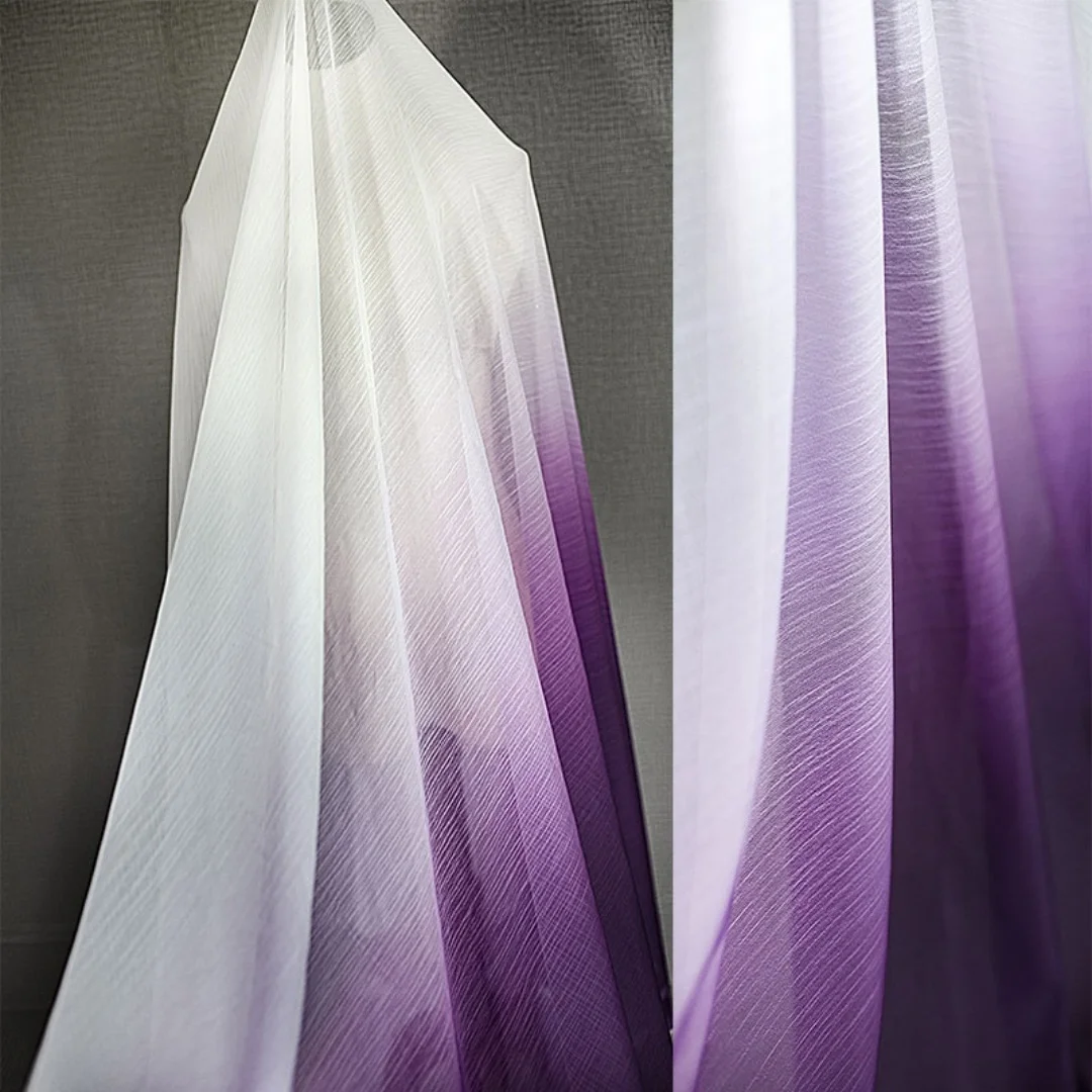 0.5 meter Width 62.99'' chiffon lace fabric,purple lace fabric,Gradual change fabric,lace for DIY dress,for Chinese Hanfu