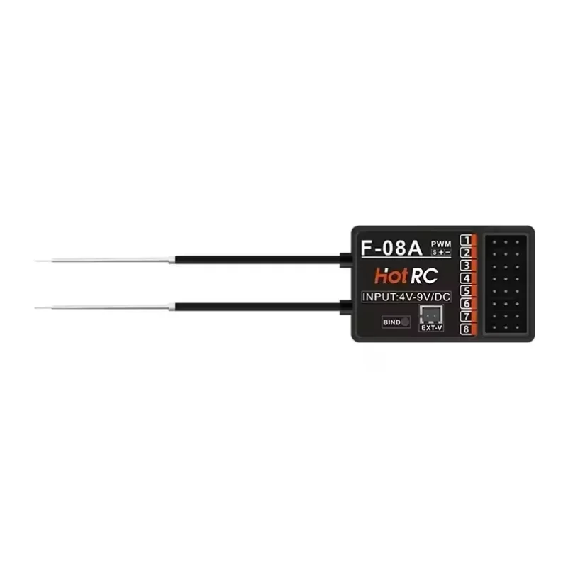 Transmissor de rádio HotRC CT-8B 8CH 2,4 GHz - NOVO alcance de 300 M, receptor F-08A para carro RC/barco/robô