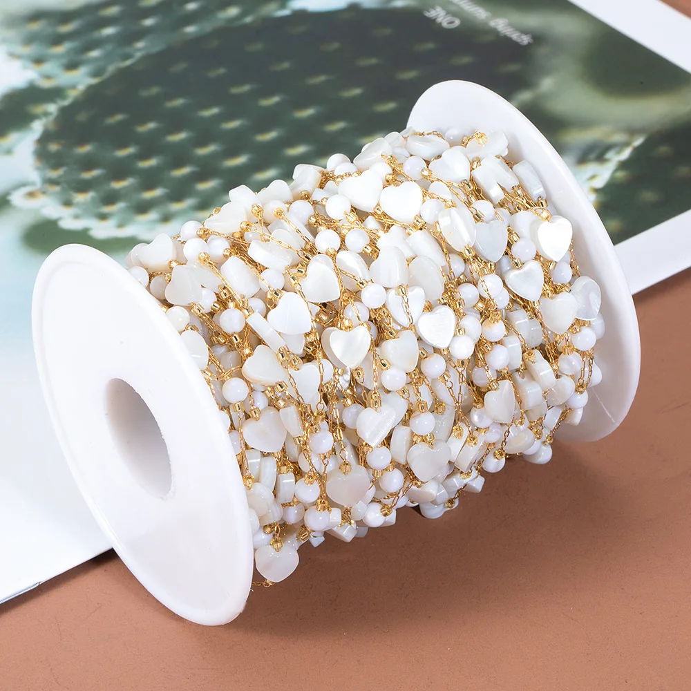 WT-STS021 نوعية جيدة قذيفة الطبيعية القلب ستار شكل دائري سلسلة مجوهرات من صلب لا يصدأ كما التبعي قلادة اليدوية #4