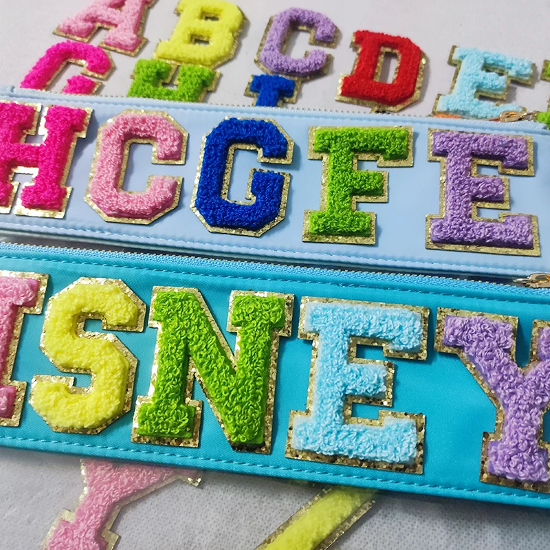 5.5cm A-Z Color English Letters Patches For Clothing Bag Glitter Letter Patches Stick on Alphabet Letters Embroidery Applique