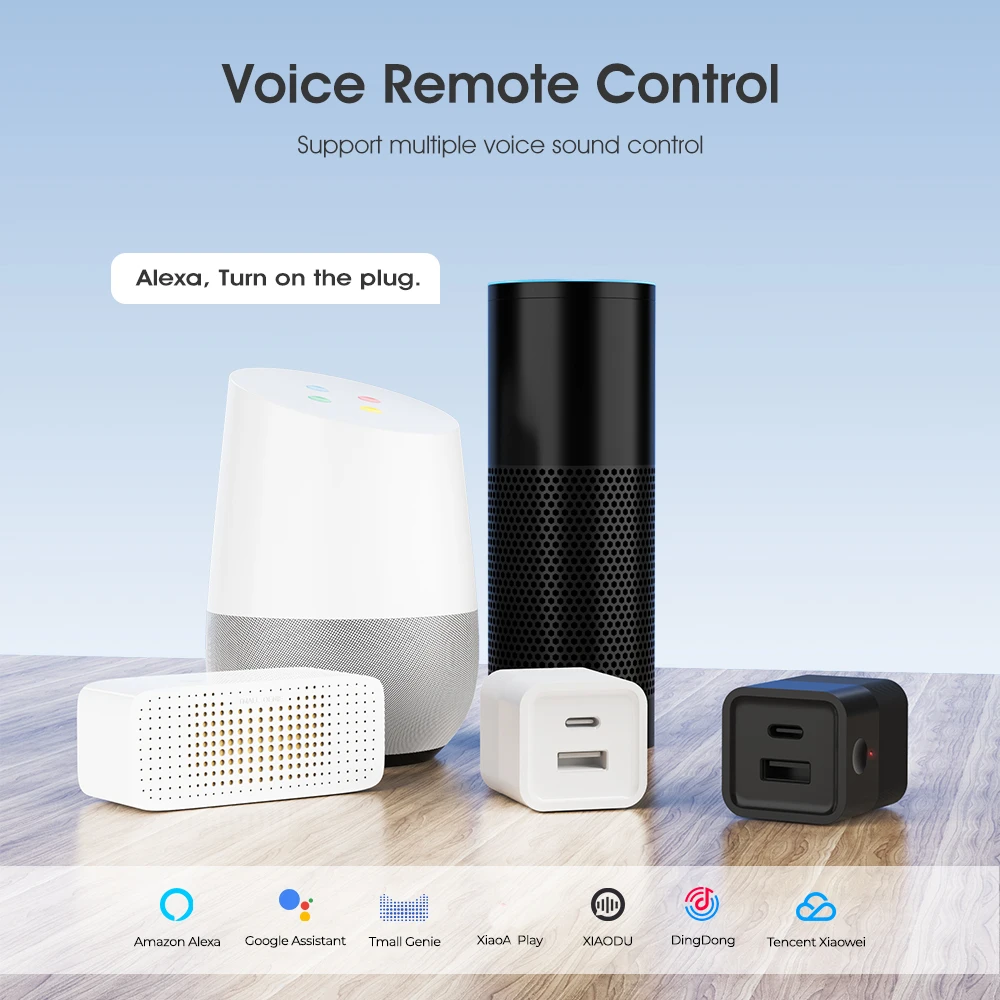 2 في 1 Tuya WiFi الذكية TypeC USB محول التبديل USB صغير محول الطاقة شاحن التوصيل توقيت التحكم الصوتي يعمل مع أليكسا جوجل