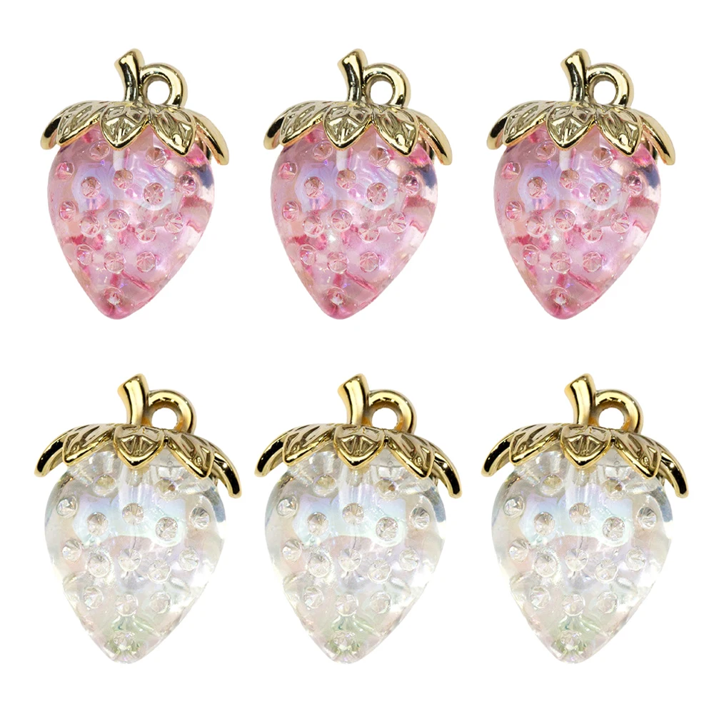 5Pcs Nette Frucht Transparent Erdbeere Harz Charms Anhänger Für DIY Armbänder Halsketten Ohrringe Schmuck Machen Zubehör