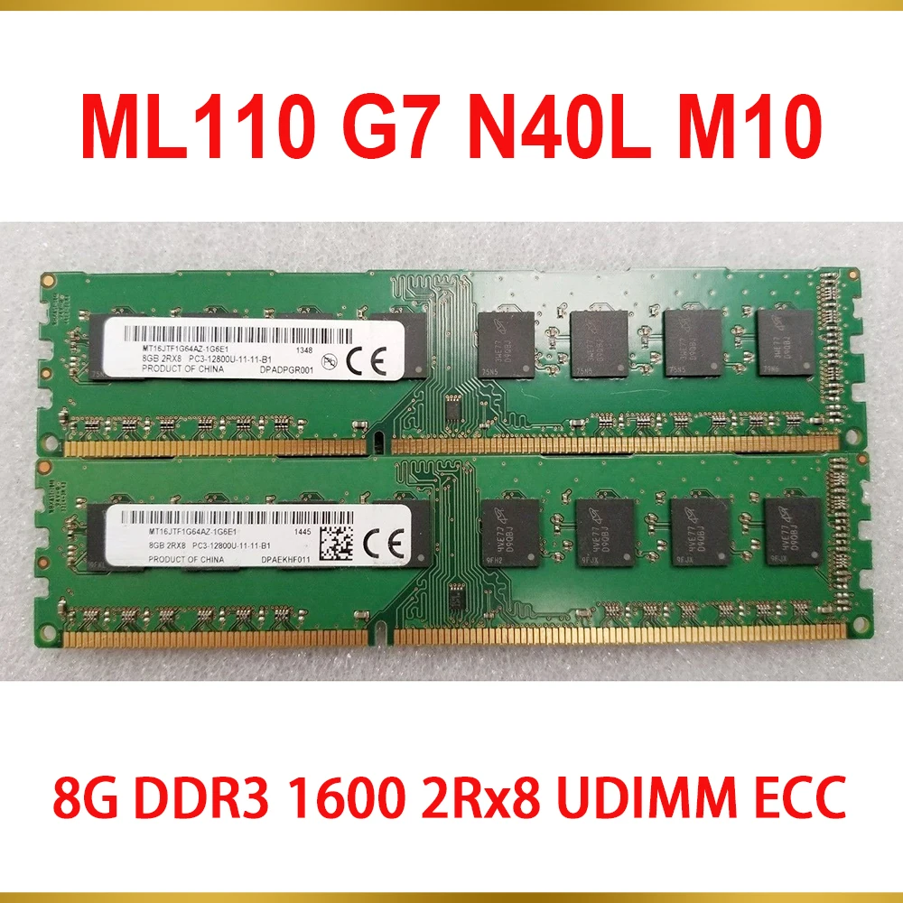 

1Pcs Server Memory For HP ML110 G7 N40L M10 8GB 8G DDR3 1600 2Rx8 UDIMM ECC