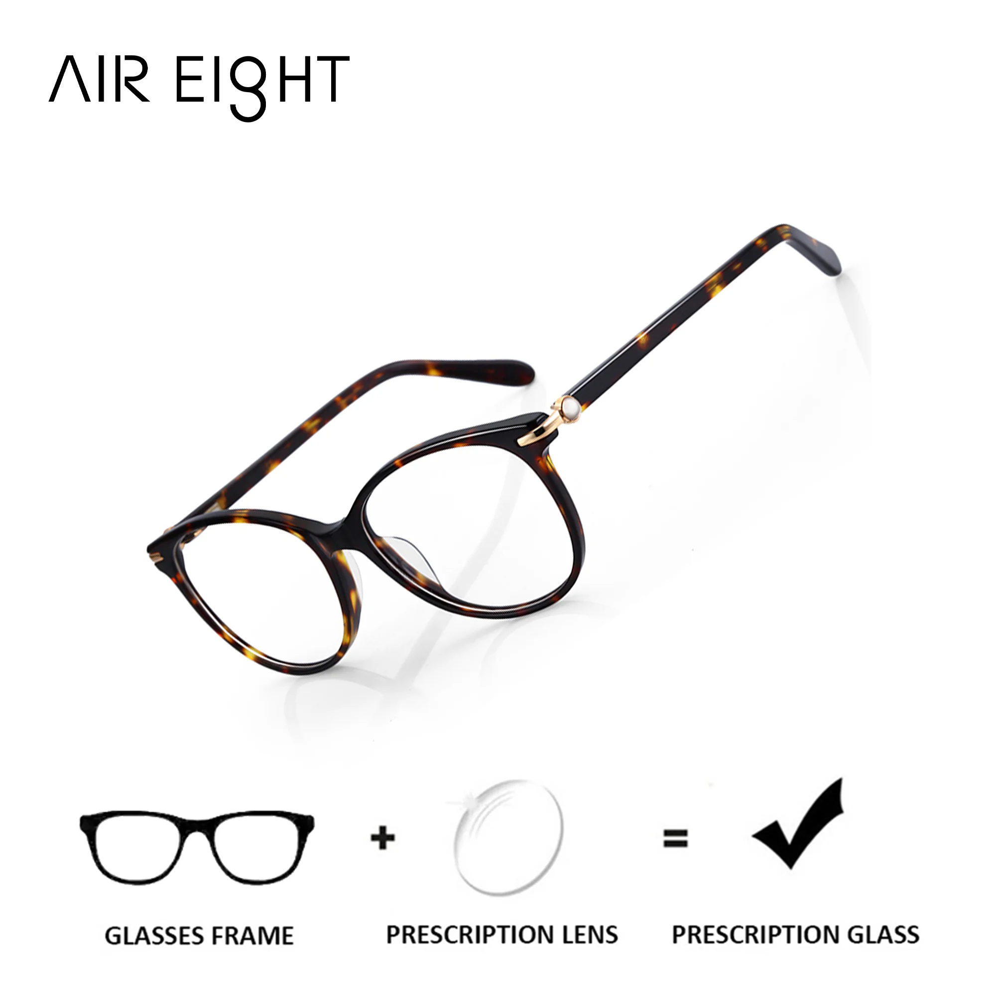 

AIR EIGHT Round Acetate Prescription Glasses For Women Progressive Multifocal Lenses Anti Blue Light Myopia Optical Eyewear