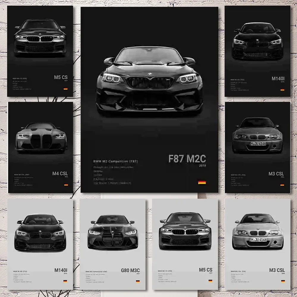 

Car Luxury Sports Car Wall Art Poster Black And White Canvas Painting Wall Art Poster M5 M3 GTR M140 Living Room Home Decor Gift