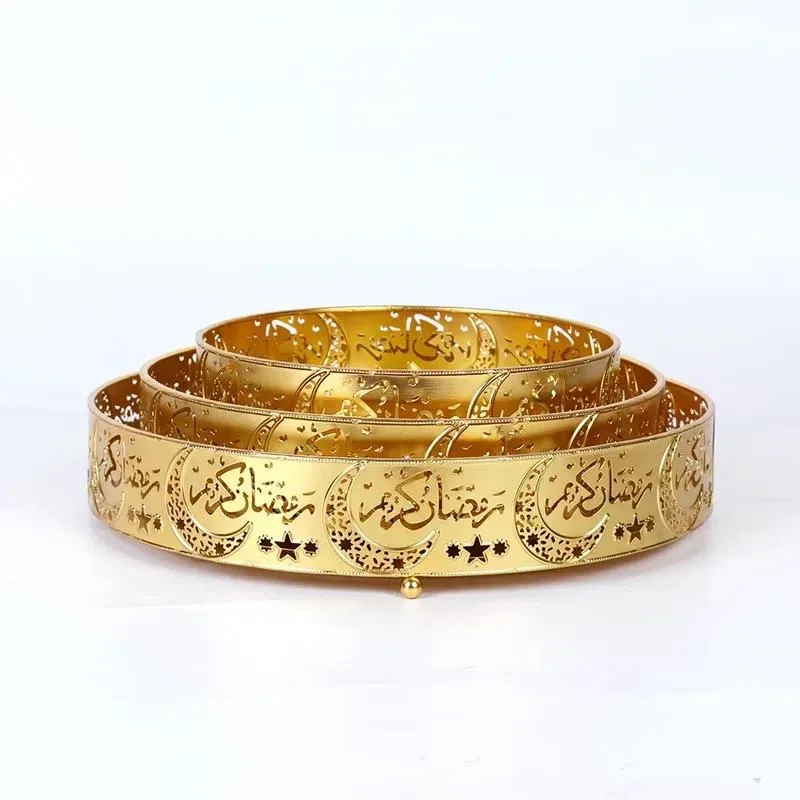 for 2026 Ramadan Wooden Eid al-Fitr Muslim Elegant Chocolate Cake Food Tray Bamboo Solid Reusable Portable Mubarak Stand