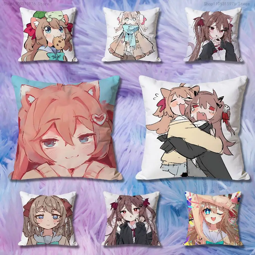 

Neuro S-Sama E-Evil Vtuber Pillow Cases for Bedroom Living Room Sofa Home Decor Polyester Cushion Cover with Zipper