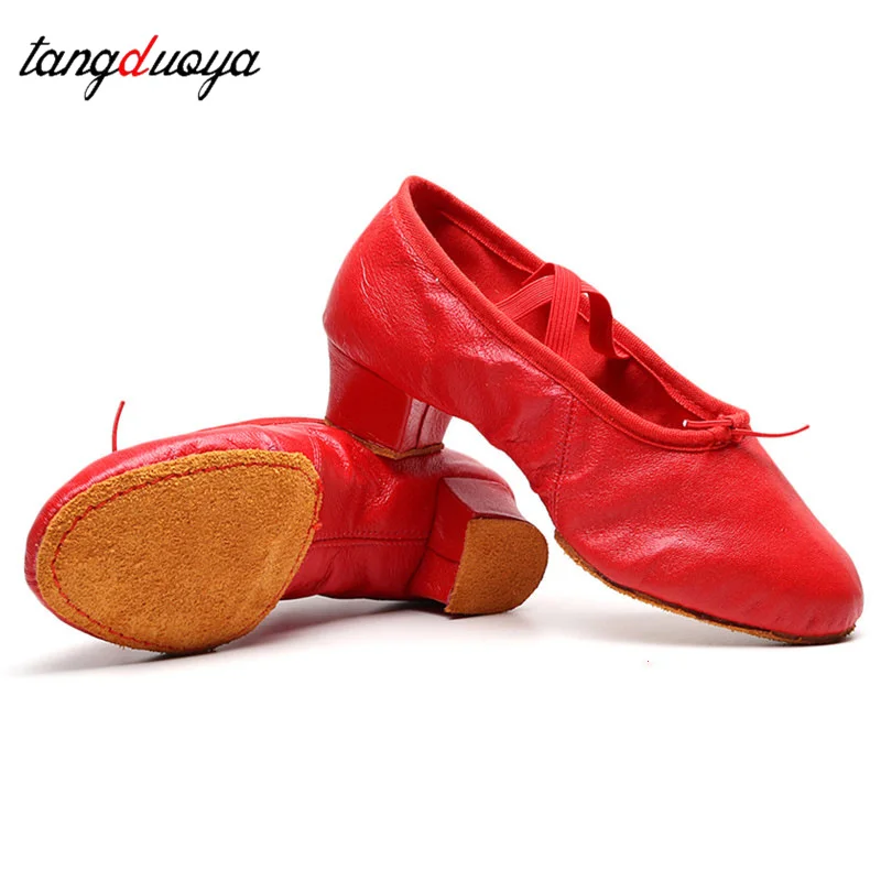 Classical Dance Form Training Shoes Women's Dance Shoes Soft Sole Strap 3.5CM with Teacher Shoes Ballet Elastic Dance Shoes