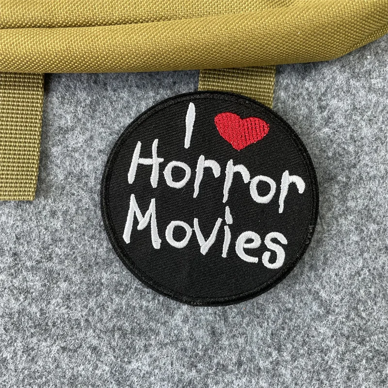بقع تطريز للملابس ، أنا أحب أفلام الرعب ، خطاف مضحكة وتزين حلقة ، شارة معنويات ، رقعة بانك #3