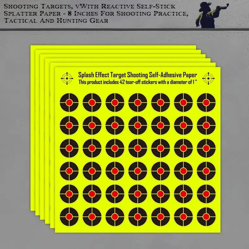 JOAXOR 42pcs Reactive Shooting Paper Targets 8-inch Self-Adhesive Silhouette Shooting Practice Paper Targets image 2