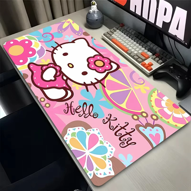 

Коврик для мыши, компьютерный игровой коврик H-hello K-kitty, аксессуары, кавайный коврик для мыши, резиновый милый расширенный настольный коврик, коврик для клавиатуры для ноутбука, геймера