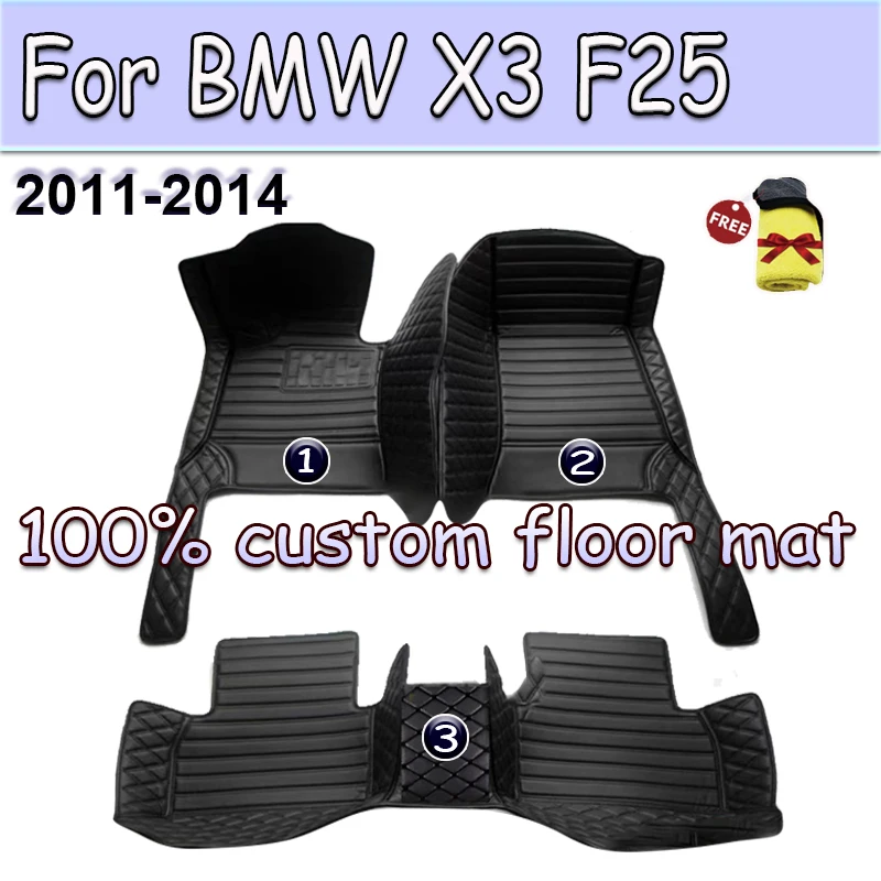 

Car Floor Mats For BMW X3 F25 MK2 2011~2014 Leather Luxury Mat Protective Pad Rug Covers Carpet Car Accessories Interior Parts