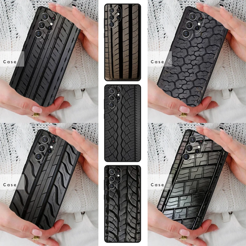Car Tire Tyre Tread TPU Phone Case for Samsung Galaxy S26 S25 S24 S23 S22 S21 S20 Note10 Plus FE Ultra Cover