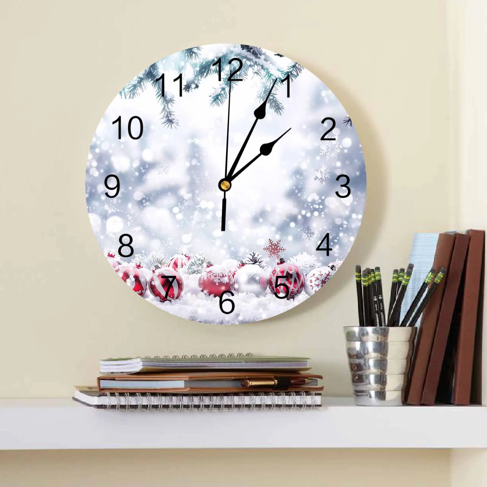 Christmas Snowball Wall Clock Large Modern Kitchen Dinning Round Wall Clocks Watches Living Room