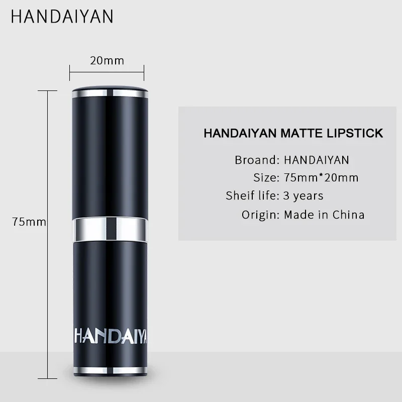 HANDAIYAN Velvet Matte ลิปสติก Long Lasting Waterproof Non-Stick Cup Pigment Moisturizing Lip Stick เซ็กซี่สี Lip Gloss