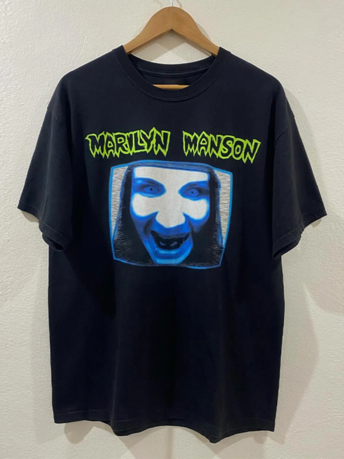 Marilyn Manson Pure Cotton Short Sleeve Men's T-shirt Hip Hop Dark Style Street Fashion Casual Loose Fit round Neck Top