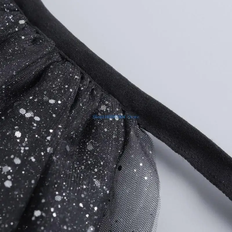 N7YF طوق منتفخ شبكي مزخرف، ياقة قابلة للإزالة، ديكورات تنكرية للمناسبات الخاصة #3