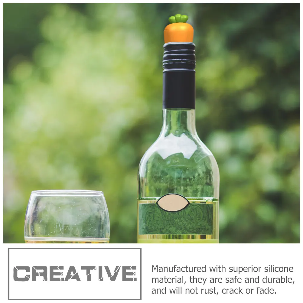 

3pcs Silicone Wine Bottle Stoppers Carrot Shape Sealing Plug Rustproof Reusable Decorative Wine Sealing for Whiskey