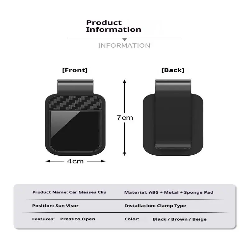Auto Sunglasses Clip, Car Sun Visor Eyewear Hanger, Ticket Card Storage for Interior Accessory
