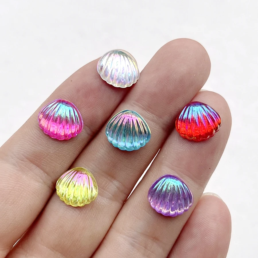 100 ชิ้น ขนาด 12*11 มม. คริสตัลรูปเปลือกหอยสำหรับตกแต่งเล็บ งาน DIY และงานประดิษฐ์