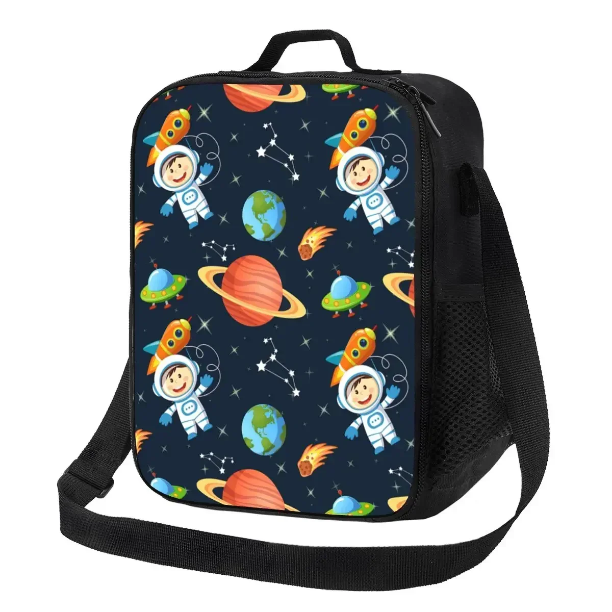 Custom Space Universe Astronaut Lunch Bag Men Women Cooler Thermal Insulated Lunch Boxes for Adult Office