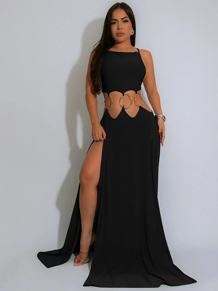 Maxivestido de playa para mujer, vestido de verano muy bajo con espalda descubierta, cintura recortada, Patechwork, cuello Halter, vestido de tirantes finos Sexy