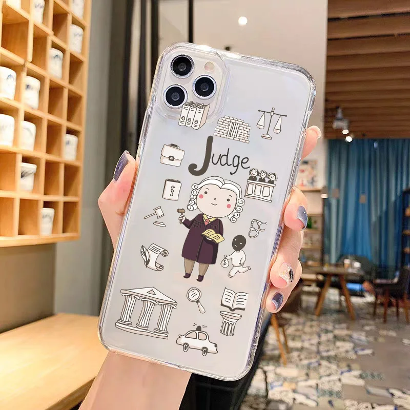 Funny Cute Teacher Doctor Nurse Clear Phone Case for IPhone 13 12 11 14 15 Pro MAX XR 7 X XS 8 Plus Profession Soft Cover Fundas