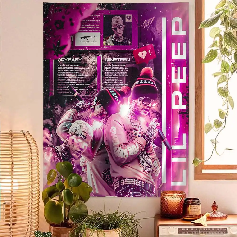 الهيب هوب مغني الراب ليل اللمحة مطبوعة كبيرة قماش مزخرف جداري الفن الخيال العلمي غرفة ديكور المنزل ديكور بطانية #2