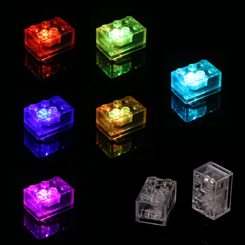 2X3 Moc Creative Luminous Led Lights  Brick  DIY Enlighten Classic Flashing Building Blocks Compatible with Assembles Particles