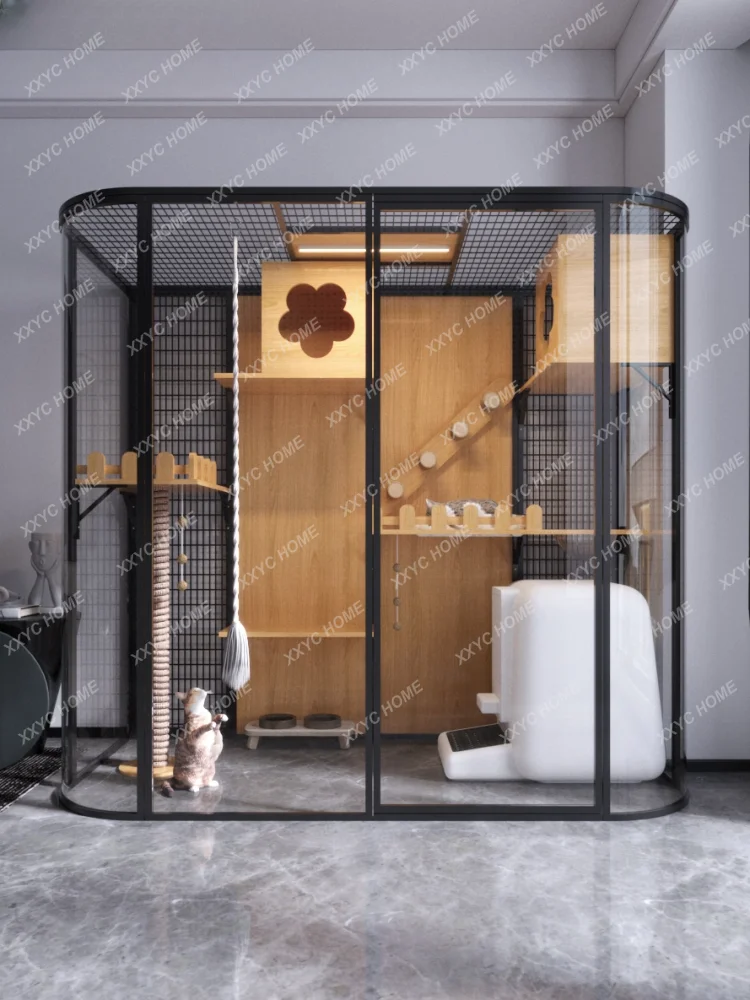 

Panoramic Cat Villa Cage Glass Household Cat Pet Display Cabinet Multi-Layer Large Transparent Cabinet Cattery Nest