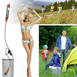 Patented Design 3.7v Portable Outdoor Self-Heated Showers Built-in Water Filtration System for Camping Caravan-Made Durable PVC