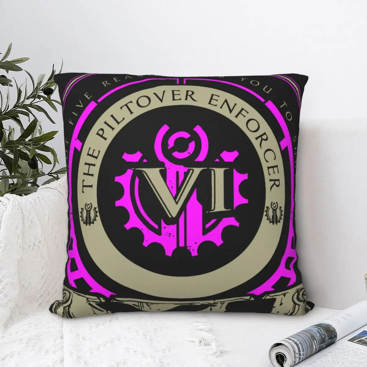 VI Logo Polyester Cushion Cover Arcane League of Legends For Home Office Decorative Kawaii Hug Pillowcase