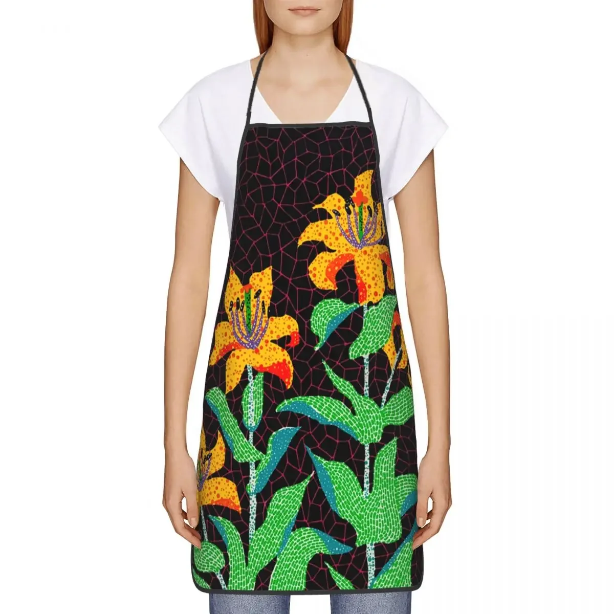 Yayoi Kusama Yellow Flowers Bloom Bib Aprons Women Men Kitchen Chef Abstract Art Tablier Cuisine for Cooking Baking Gardening