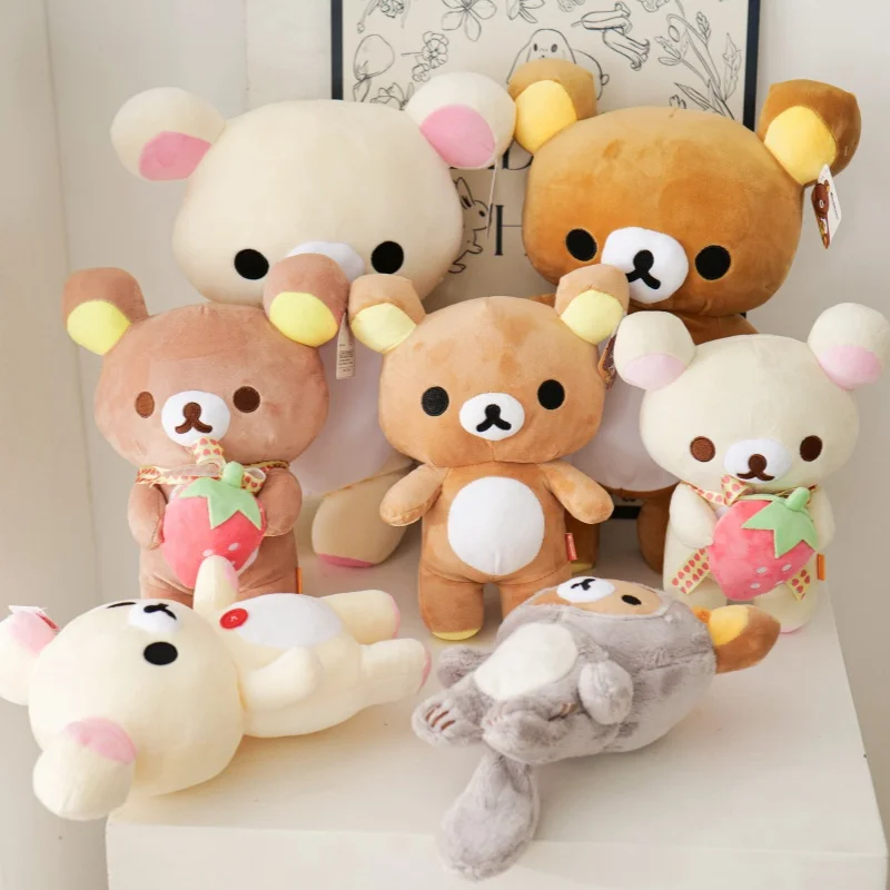 Original Rilakkuma การ์ตูนตุ๊กตา Plush ตุ๊กตาหมีนุ่มของเล่น Kawaii ตกแต่งห้องตุ๊กตาหมี Plushies น่ารักคู่หมี Xmas ของขวัญสําหรับหญิง