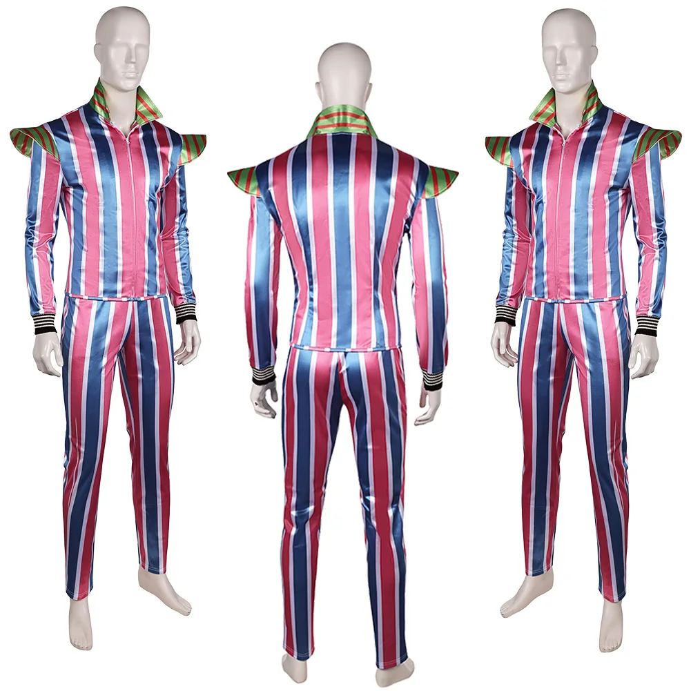 David Cosplay Costume Album MV Ziggy Disguise for Men Outfits Stripe Coat Pant Full Set Clothing Adult Halloween Roleplay Suit