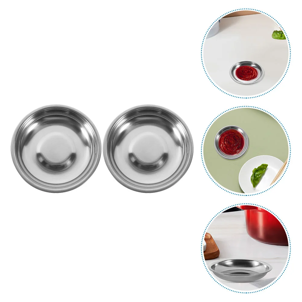 

Small Plate Stainless Steel Dipping Dish Soy Sauce Metal Round Dishes Plates Flavor